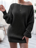 Kukombo Homecoming Dress Party Outfits Loose Round Neck Solid Sweater Dress