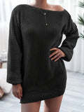 Kukombo Homecoming Dress Party Outfits Loose Round Neck Solid Sweater Dress