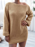 Kukombo Homecoming Dress Party Outfits Loose Round Neck Solid Sweater Dress