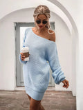 Kukombo Homecoming Dress Party Outfits Loose Round Neck Solid Sweater Dress