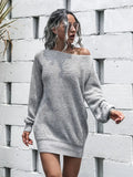 Kukombo Homecoming Dress Party Outfits Loose Round Neck Solid Sweater Dress