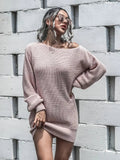 Kukombo Homecoming Dress Party Outfits Loose Round Neck Solid Sweater Dress