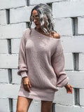 Kukombo Homecoming Dress Party Outfits Loose Round Neck Solid Sweater Dress