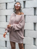 Kukombo Homecoming Dress Party Outfits Loose Round Neck Solid Sweater Dress