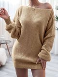 Kukombo Homecoming Dress Party Outfits Loose Round Neck Solid Sweater Dress