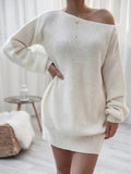 Kukombo Homecoming Dress Party Outfits Loose Round Neck Solid Sweater Dress