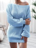 Kukombo Homecoming Dress Party Outfits Loose Round Neck Solid Sweater Dress