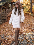 Kukombo Homecoming Dress Party Outfits Oversized Cable Knit Sweater Dress