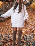 Kukombo Homecoming Dress Party Outfits Oversized Cable Knit Sweater Dress