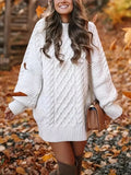 Kukombo Homecoming Dress Party Outfits Oversized Cable Knit Sweater Dress