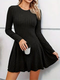 Kukombo Homecoming Dress Party Outfits Rib Knit Flare Sweater Dress