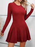 Kukombo Homecoming Dress Party Outfits Rib Knit Flare Sweater Dress