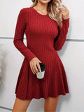 Kukombo Homecoming Dress Party Outfits Rib Knit Flare Sweater Dress