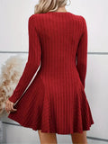 Kukombo Homecoming Dress Party Outfits Rib Knit Flare Sweater Dress