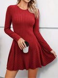 Kukombo Homecoming Dress Party Outfits Rib Knit Flare Sweater Dress