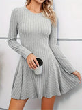 Kukombo Homecoming Dress Party Outfits Rib Knit Flare Sweater Dress