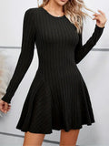 Kukombo Homecoming Dress Party Outfits Rib Knit Flare Sweater Dress