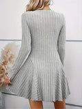 Kukombo Homecoming Dress Party Outfits Rib Knit Flare Sweater Dress