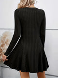 Kukombo Homecoming Dress Party Outfits Rib Knit Flare Sweater Dress