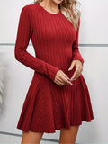 Kukombo Homecoming Dress Party Outfits Rib Knit Flare Sweater Dress