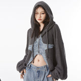 Kukombo Star Girl Aesthetic Zip Up Knit Hoodie