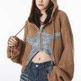 Kukombo Star Girl Aesthetic Zip Up Knit Hoodie