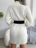 Kukombo Homecoming Dress Party Outfits Turtleneck Bodycon Button Slim Sweater Dress