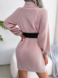 Kukombo Homecoming Dress Party Outfits Turtleneck Bodycon Button Slim Sweater Dress