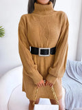 Kukombo Homecoming Dress Party Outfits Turtleneck Bodycon Button Slim Sweater Dress