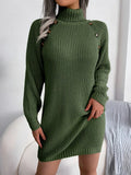 Kukombo Homecoming Dress Party Outfits Turtleneck Bodycon Button Slim Sweater Dress