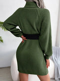 Kukombo Homecoming Dress Party Outfits Turtleneck Bodycon Button Slim Sweater Dress