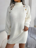 Kukombo Homecoming Dress Party Outfits Turtleneck Bodycon Button Slim Sweater Dress