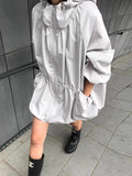 Kukombo Zippered Large Pocket Hooded Trench Coat