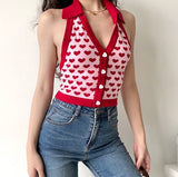 Kukombo 70s Retro Chevron Halter Vest