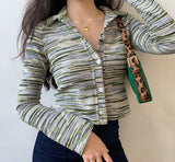 Kukombo Earthy Tones Striped Cardigan