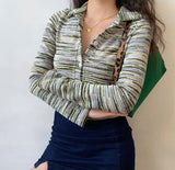 Kukombo Earthy Tones Striped Cardigan