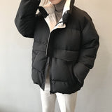 Christmas Gift 2022 Women's Winter Jacket Streetwear Polyester Zipper Straight 3 Solid Color Padded Coat Warm Femme Parka Black Women Clothing