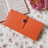 Kukombo  Genuine Leather Women Wallets Luxury Long Hasp Lychee Pattern Coin Purses Female Brand Solid Colors New Thin Clutch Phone Bag