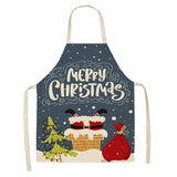 Linen Merry Christmas Apron Christmas Decorations for Home Kitchen Accessories Natal Navidad 2021 New Year Christmas Gifts