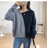 Kukombo Woman Sweater Patchwork Cardigan Fall 2022 Korean Irregular Single Breasted Top Knitted Vintage Casual Female Clothes