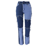 Kukombo  2022 New hip hop autumn Blue/Pink patchwork Jeans women High waist Hip hop straight Jeans ladies trousers female denim for woman