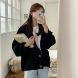 Kukombo Cardigans New 2022 Autumn Winter Women's Sweaters Plus Size V-Neck Buttons Oversize Fashionable Korean Lady Knitwears