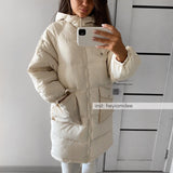 Christmas Gift Winter New Coat Down Jacket Clothes Women's Down Coat Loose Quilted Cotton Cloth Mid-Length Thick Cotton-Padded Jacket