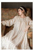 Kukombo Organza Lace Ruffled Shoulder Victorian Long Literary Retro Fairy Dress Robe