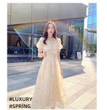 Kukombo Hstar Vintage Summer Elegant Women French Retro Lace V-Neck Princess Fairy Dress Puff Sleeve Party Dress 2022 Traf Платье Robe