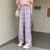 Kukombo Pants Women Plaid Colorful Loose Students Cute Girl Kawaii Ulzzang Chic Stylish Pockets High Waist Straight Streetwear Newest BF