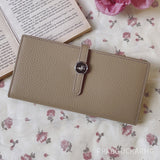 Kukombo  Genuine Leather Women Wallets Luxury Long Hasp Lychee Pattern Coin Purses Female Brand Solid Colors New Thin Clutch Phone Bag