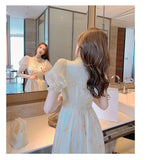 Kukombo Hstar Vintage Summer Elegant Women French Retro Lace V-Neck Princess Fairy Dress Puff Sleeve Party Dress 2022 Traf Платье Robe