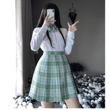 Kukombo New Black Gothic Pleated Skirts Women Japanese School Uniform High Waist Sexy Cute Mini Plaid Skirt JK Uniform Students Clothes