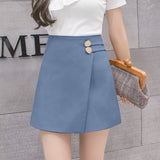 Kukombo Skirts Women Solid Button Simple Summer Chiffon Lightweight Office Lady Mini Skirt All-Match Slim Korean Style Fashion Irregular